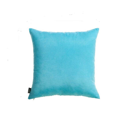 Set of Two 18" Aqua Fabric Throw Pillow Covers