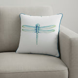 18" Blue and White Fabrc Throw Pillow Cover
