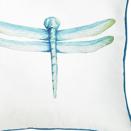 18" Blue and White Fabrc Throw Pillow Cover