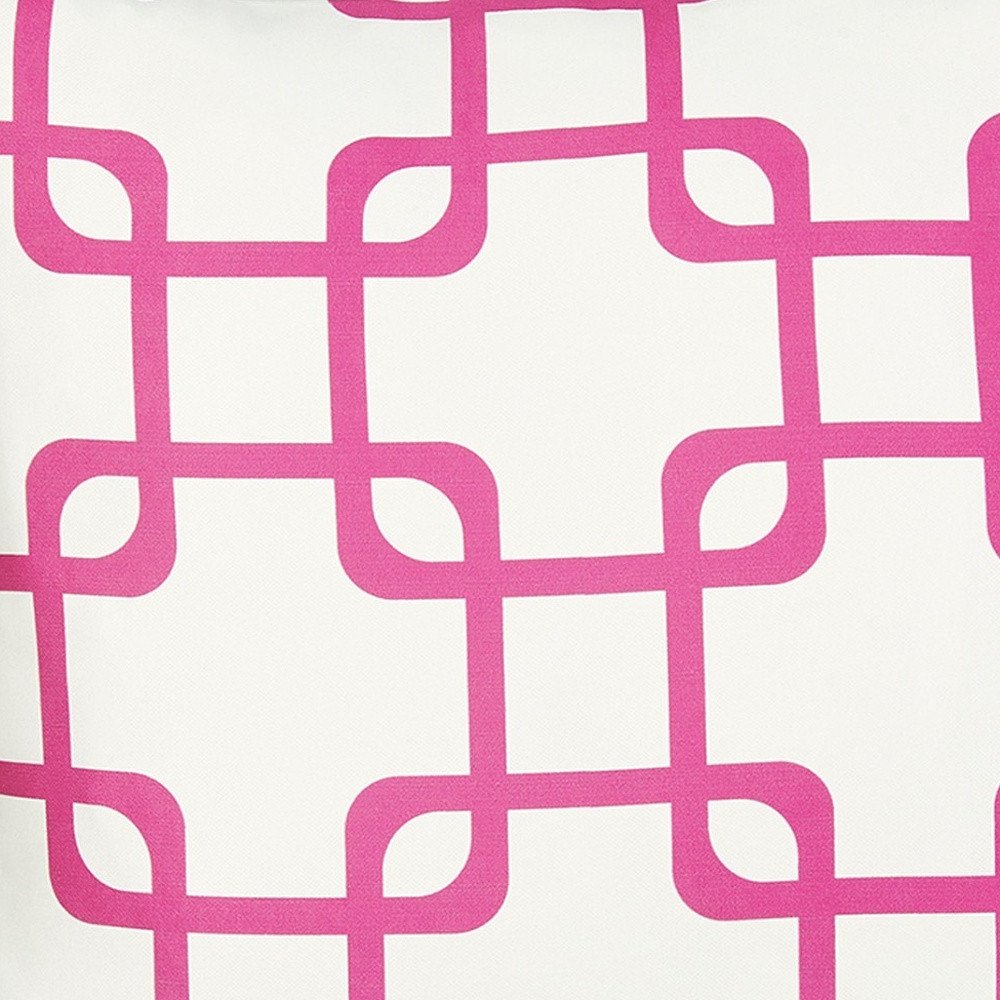 18" Pink And White Fabric Throw Pillow Cover