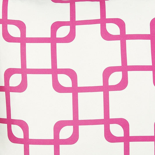 18" Pink And White Fabric Throw Pillow Cover
