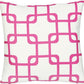 18" Pink And White Fabric Throw Pillow Cover