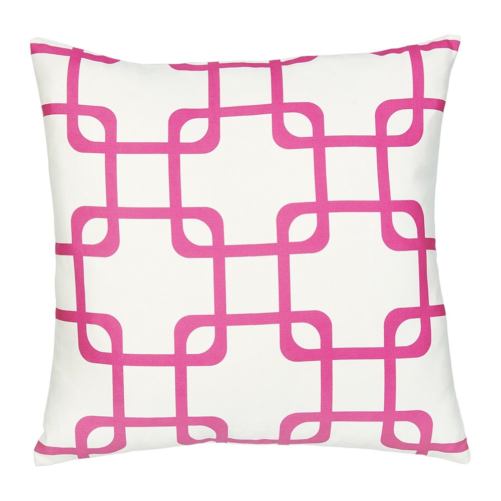 18" Pink And White Fabric Throw Pillow Cover