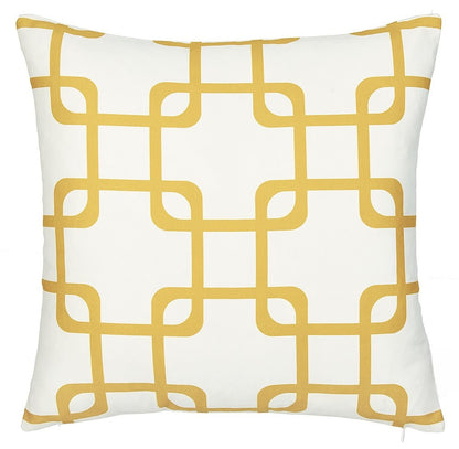 18" Yellow and White Throw Pillow Cover