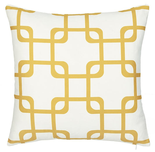18" Yellow and White Throw Pillow Cover