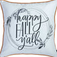 18" Black And White Happy Fall Y'All Throw Pillow Cover