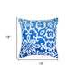 18" Blue and White Damask Throw Pillow Cover