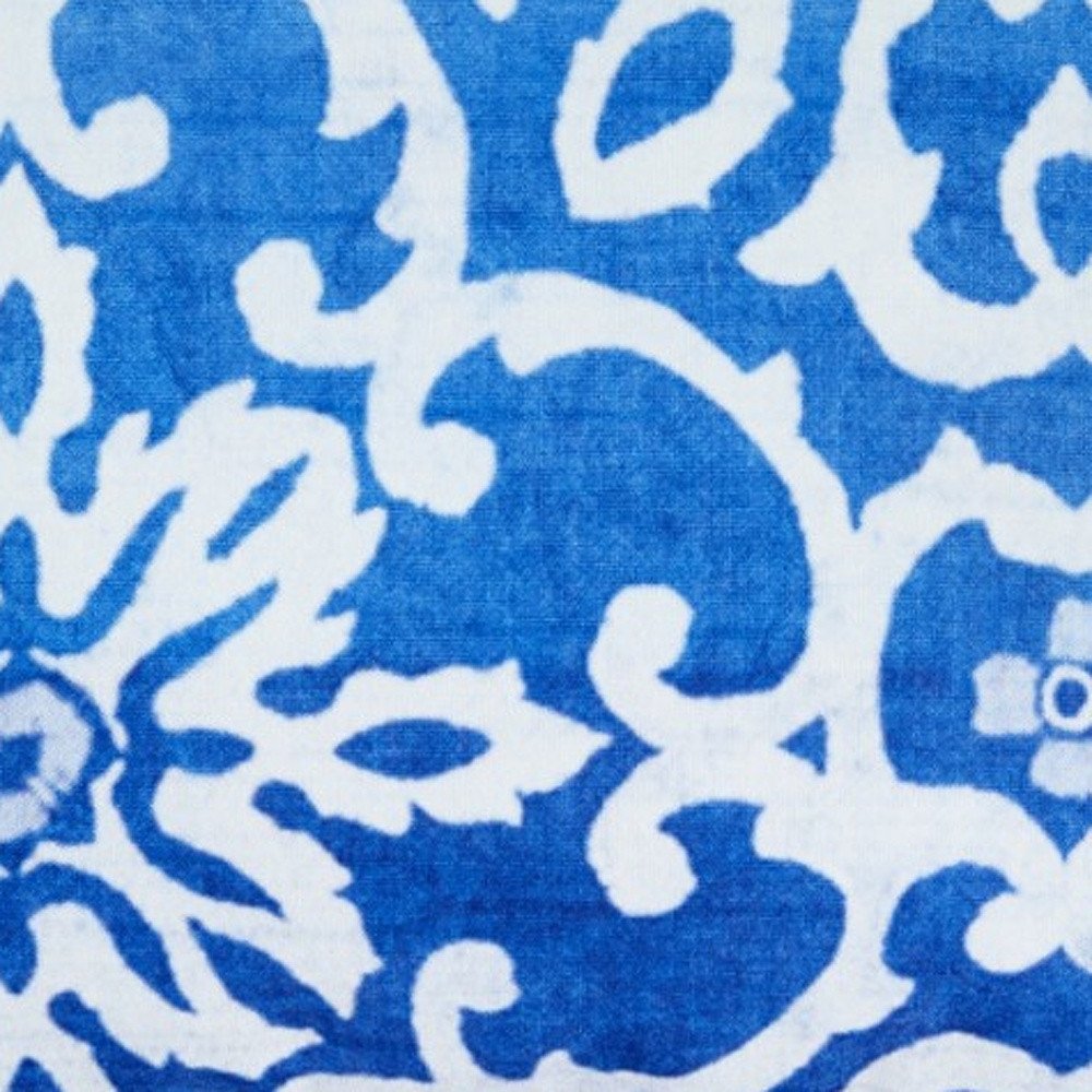 18" Blue and White Damask Throw Pillow Cover