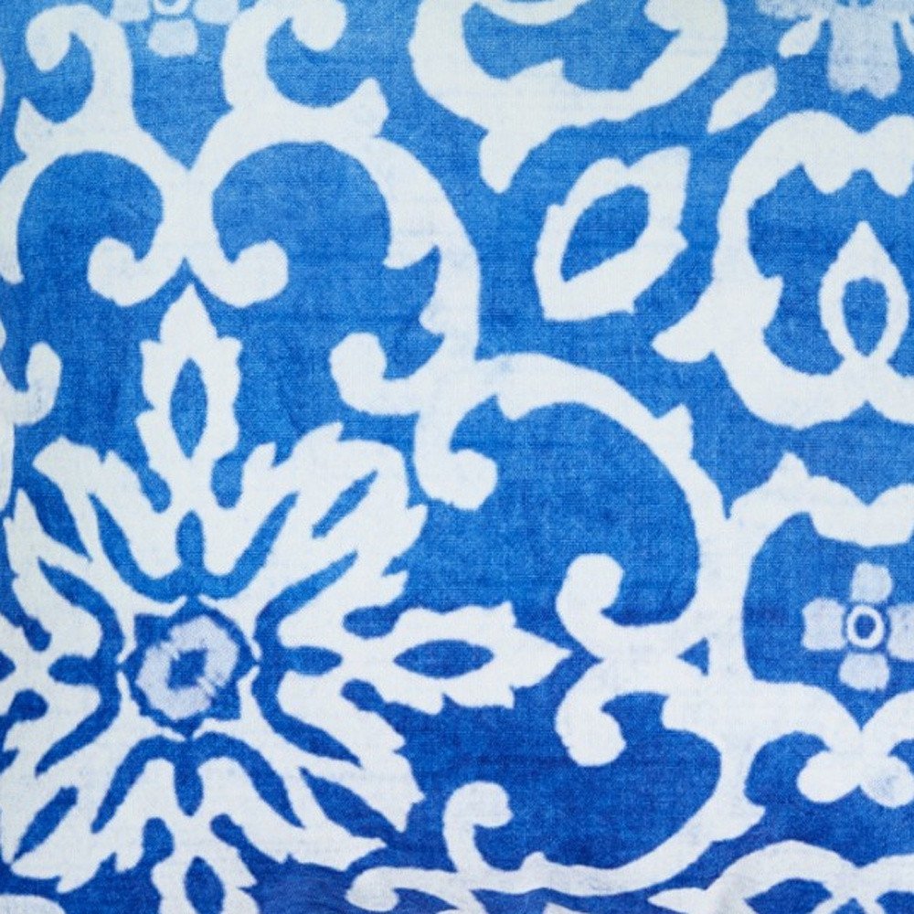 18" Blue and White Damask Throw Pillow Cover