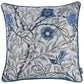 17" Beige And Blue Floral Fabric Throw Pillow Cover