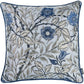 17" Beige And Blue Floral Fabric Throw Pillow Cover
