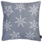 18" Silver Christmas Snowflakes Fabric Throw Pillow Cover
