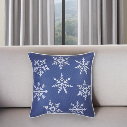 18" Blue And White Fabric Throw Pillow Cover