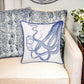 18" Blue And White Fabric Throw Pillow Cover