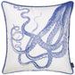 18" Blue And White Fabric Throw Pillow Cover