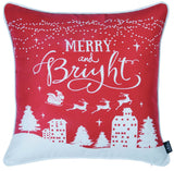 18"X18" Red Printed Christmas Decorative Throw Pillow Cover