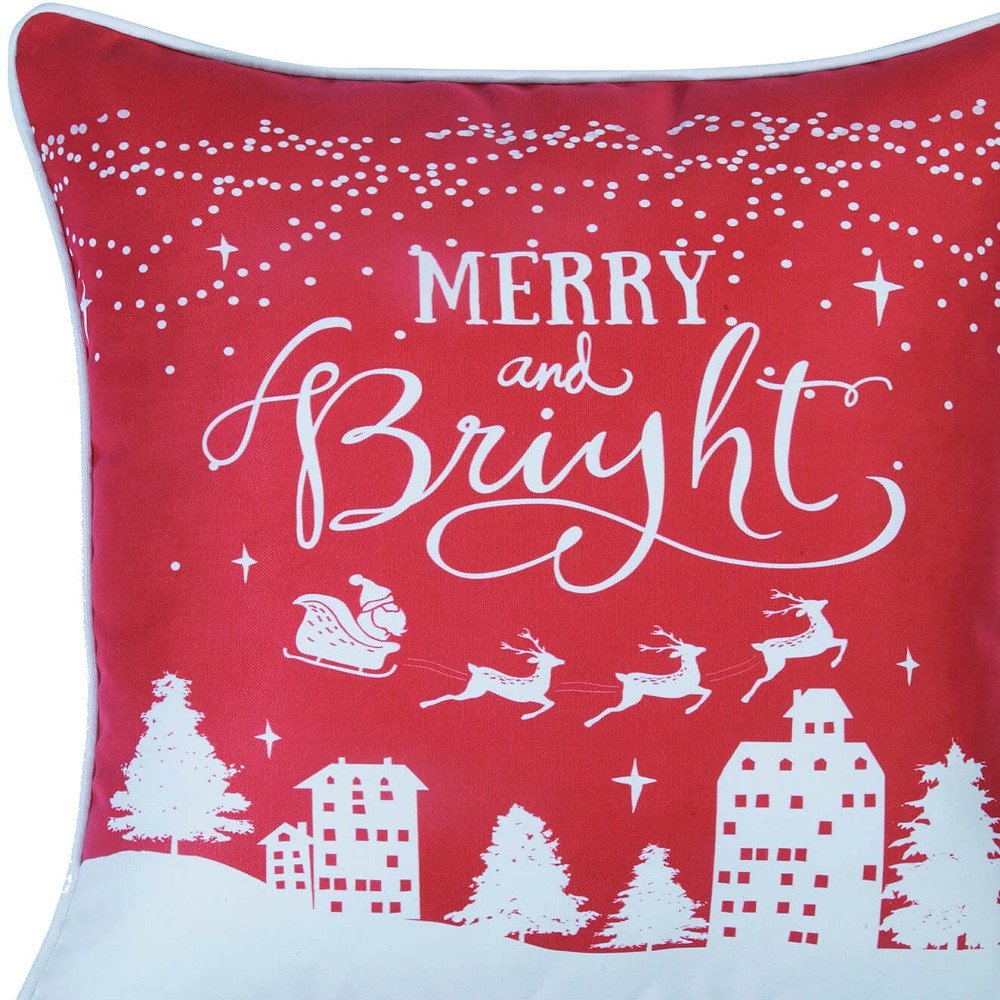 18"X18" Red Printed Christmas Decorative Throw Pillow Cover