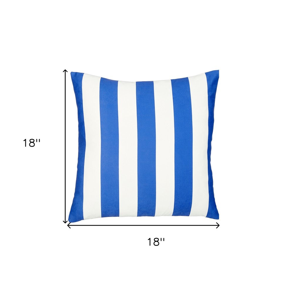 18" Blue And White Fabric Throw Pillow Cover