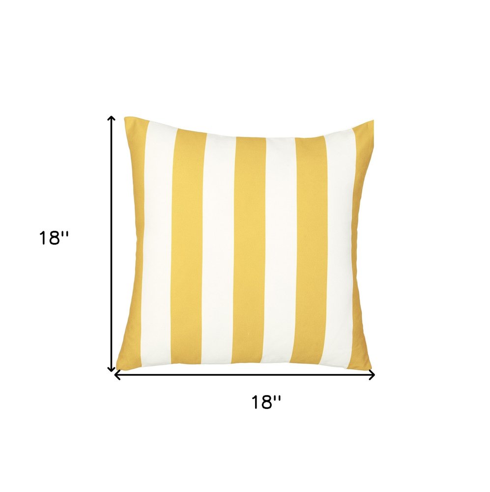 18" Yellow and White Striped Throw Pillow Cover