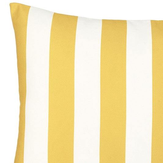 18" Yellow and White Striped Throw Pillow Cover