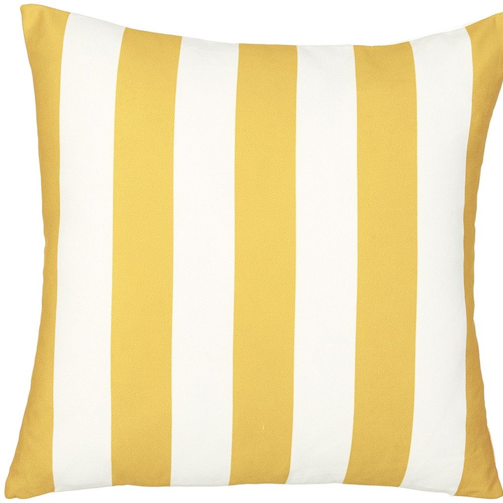 18" Yellow and White Striped Throw Pillow Cover