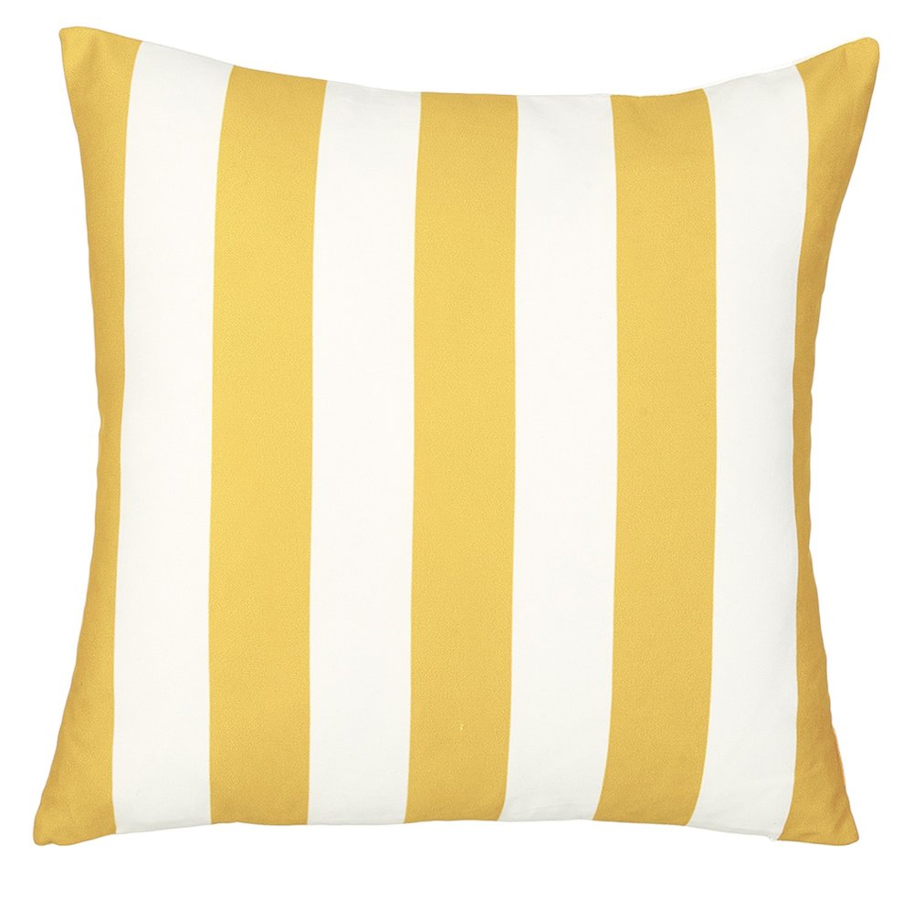 18" Yellow and White Striped Throw Pillow Cover