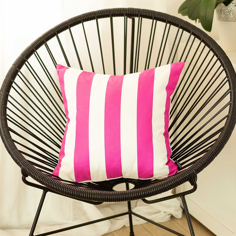 18" Pink and White Striped Throw Pillow Cover