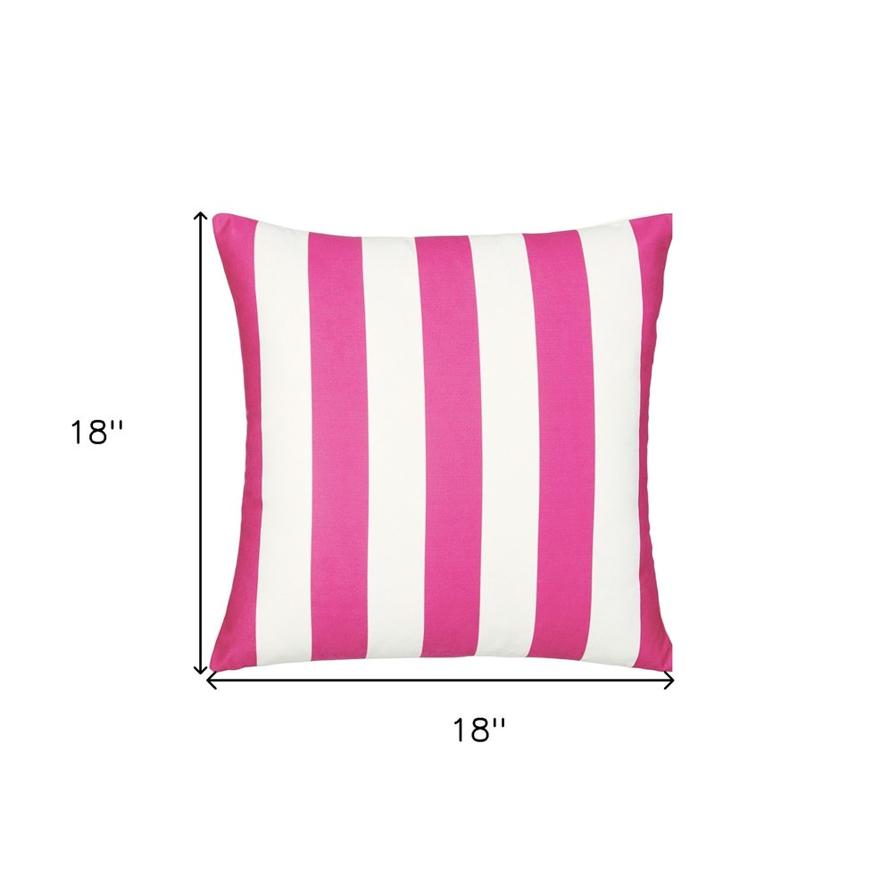 18" Pink and White Striped Throw Pillow Cover