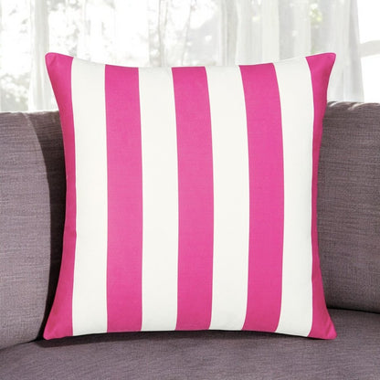 18" Pink and White Striped Throw Pillow Cover