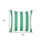18" Green and White Striped Throw Pillow Cover