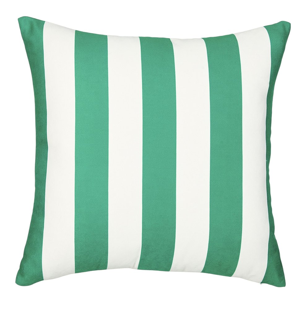 18" Green and White Striped Throw Pillow Cover