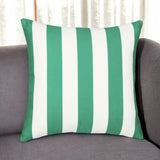 18" Green and White Striped Throw Pillow Cover
