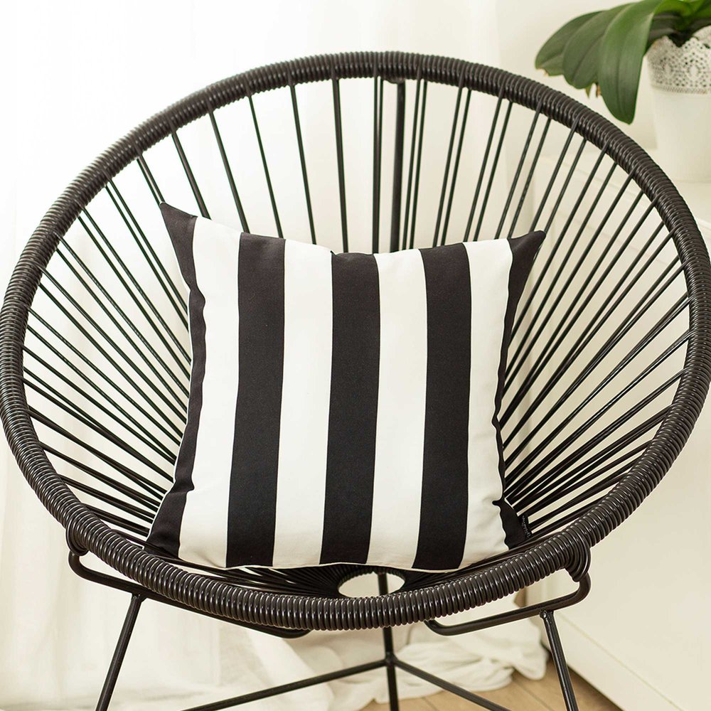 18" Black and White Striped Throw Pillow Cover