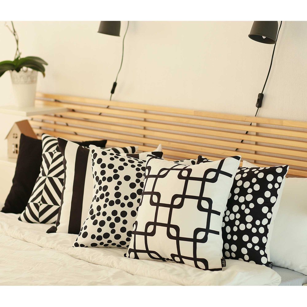 18" Black and White Striped Throw Pillow Cover