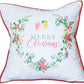 Merry Christmas Wreath Square Decorative Throw Pillow Cover