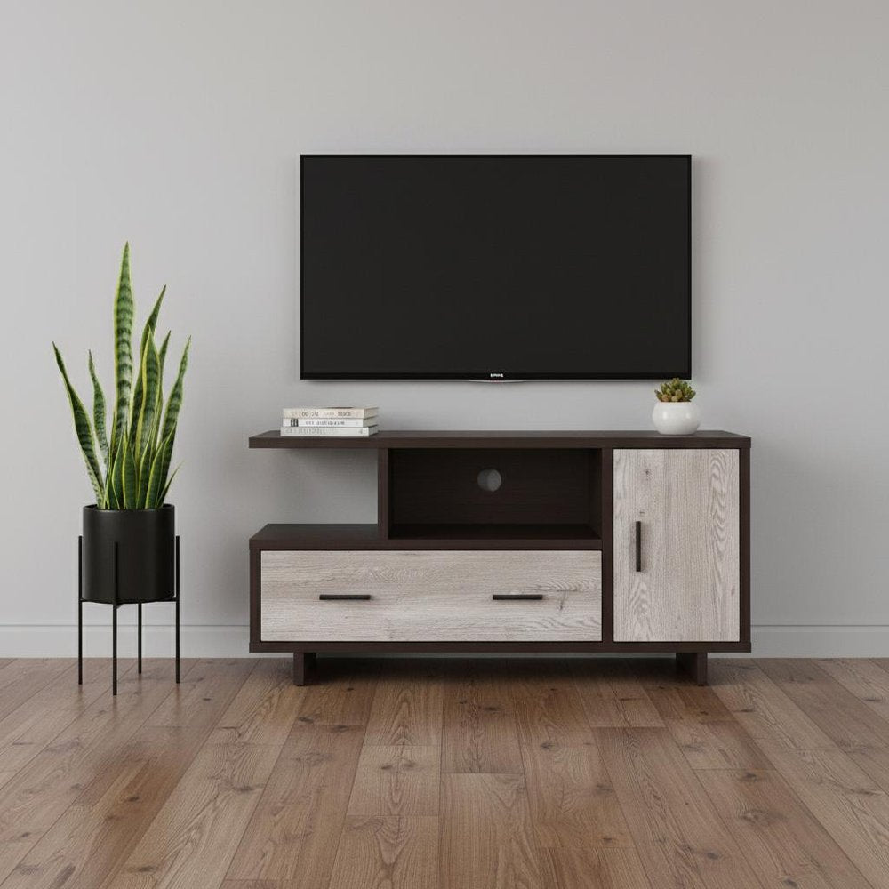 47" Wood Brown Cabinet Enclosed Storage TV Stand