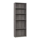 71" Gray Wood Adjustable Five Tier Bookcase