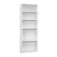 71" White Wood Adjustable Five Tier Bookcase