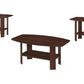 Set of Three 36" Dark Brown Coffee Table With Shelf