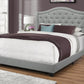 Solid Wood Queen Tufted Gray Upholstered Linen Bed With Nailhead Trim