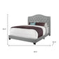 Solid Wood Queen Tufted Gray Upholstered Linen Bed With Nailhead Trim