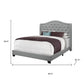Solid Wood Queen Tufted Gray Upholstered Linen Bed With Nailhead Trim