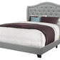 Solid Wood Queen Tufted Gray Upholstered Linen Bed With Nailhead Trim
