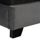 Solid Wood Queen Tufted Gray Upholstered Velvet Bed With Nailhead Trim
