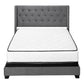 Solid Wood Queen Tufted Gray Upholstered Velvet Bed With Nailhead Trim