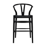 Black Solid Wood Counter Height Bar Chair