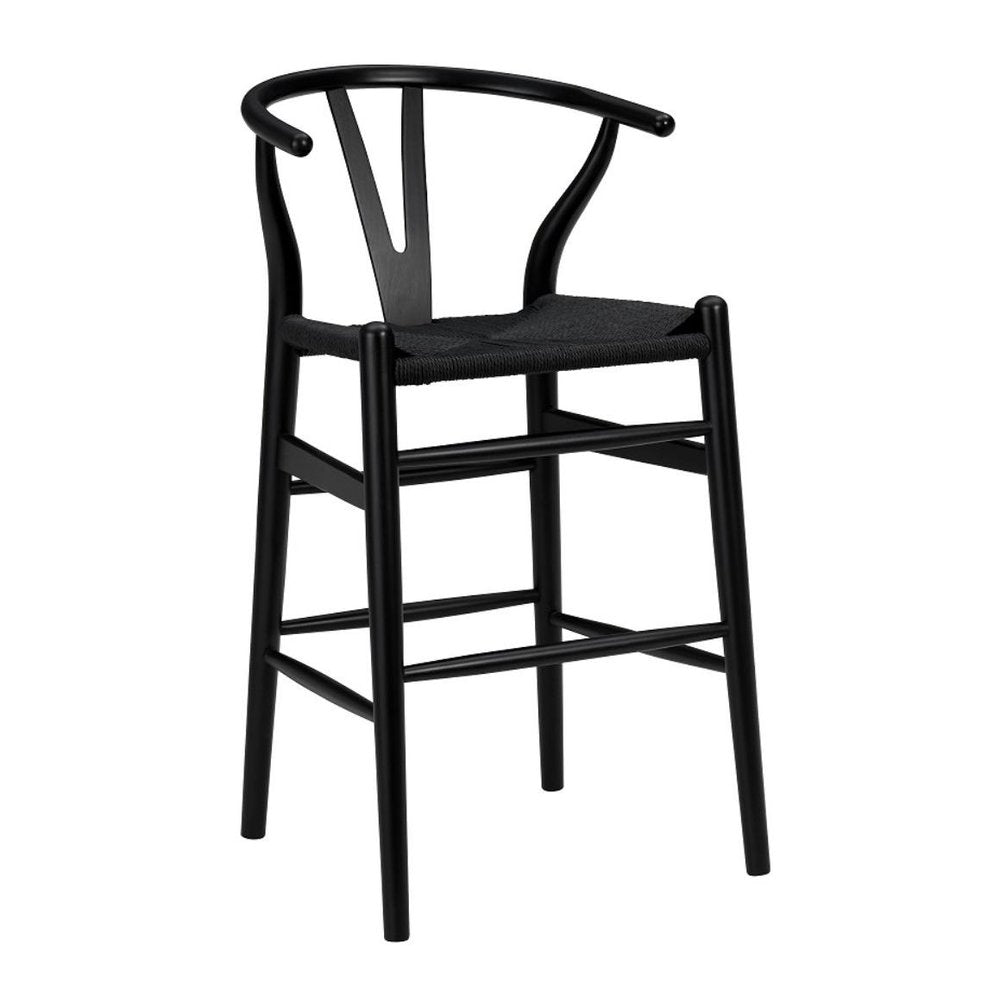 Black Solid Wood Counter Height Bar Chair