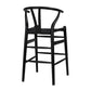 Black Solid Wood Counter Height Bar Chair