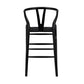 Black Solid Wood Counter Height Bar Chair