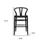 Black Solid Wood Counter Height Bar Chair